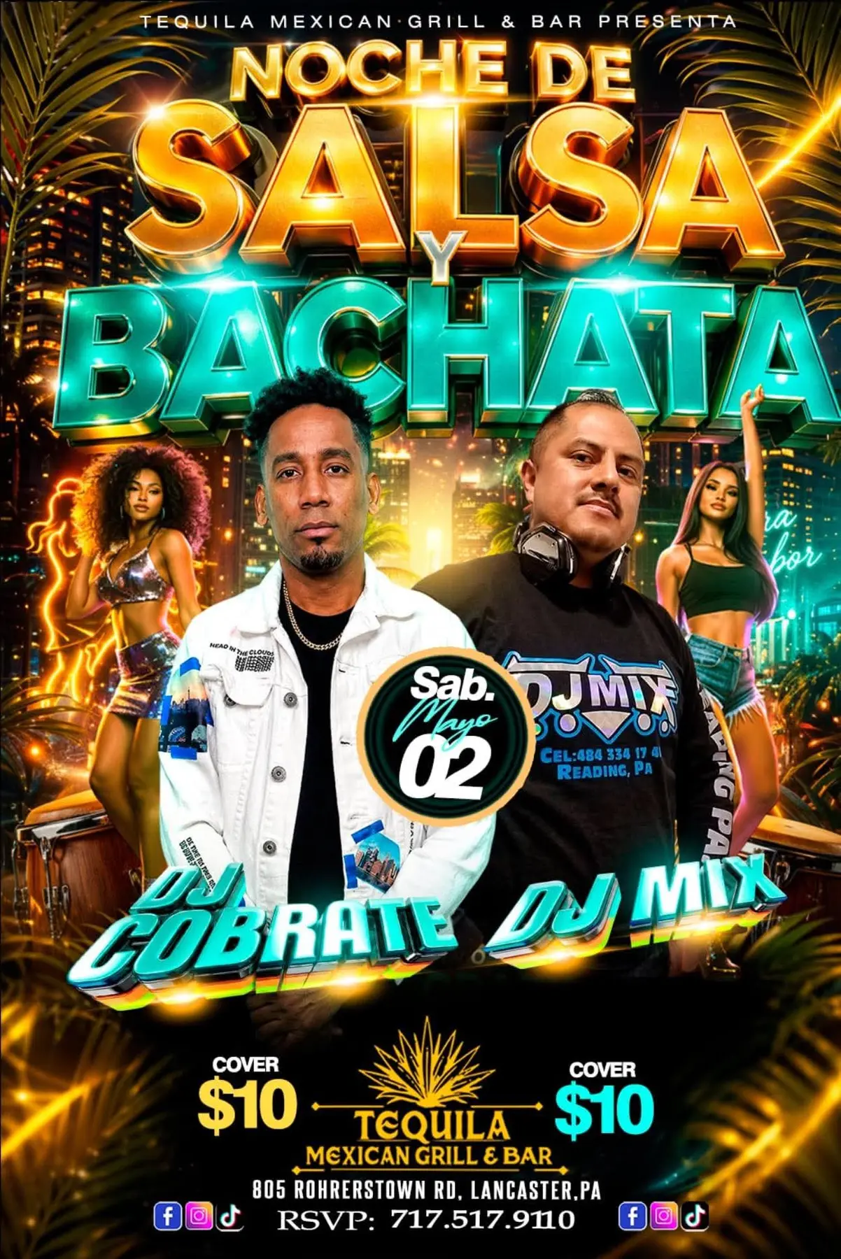 Flyer Noche de Salsa y Bachata con DJMIX
