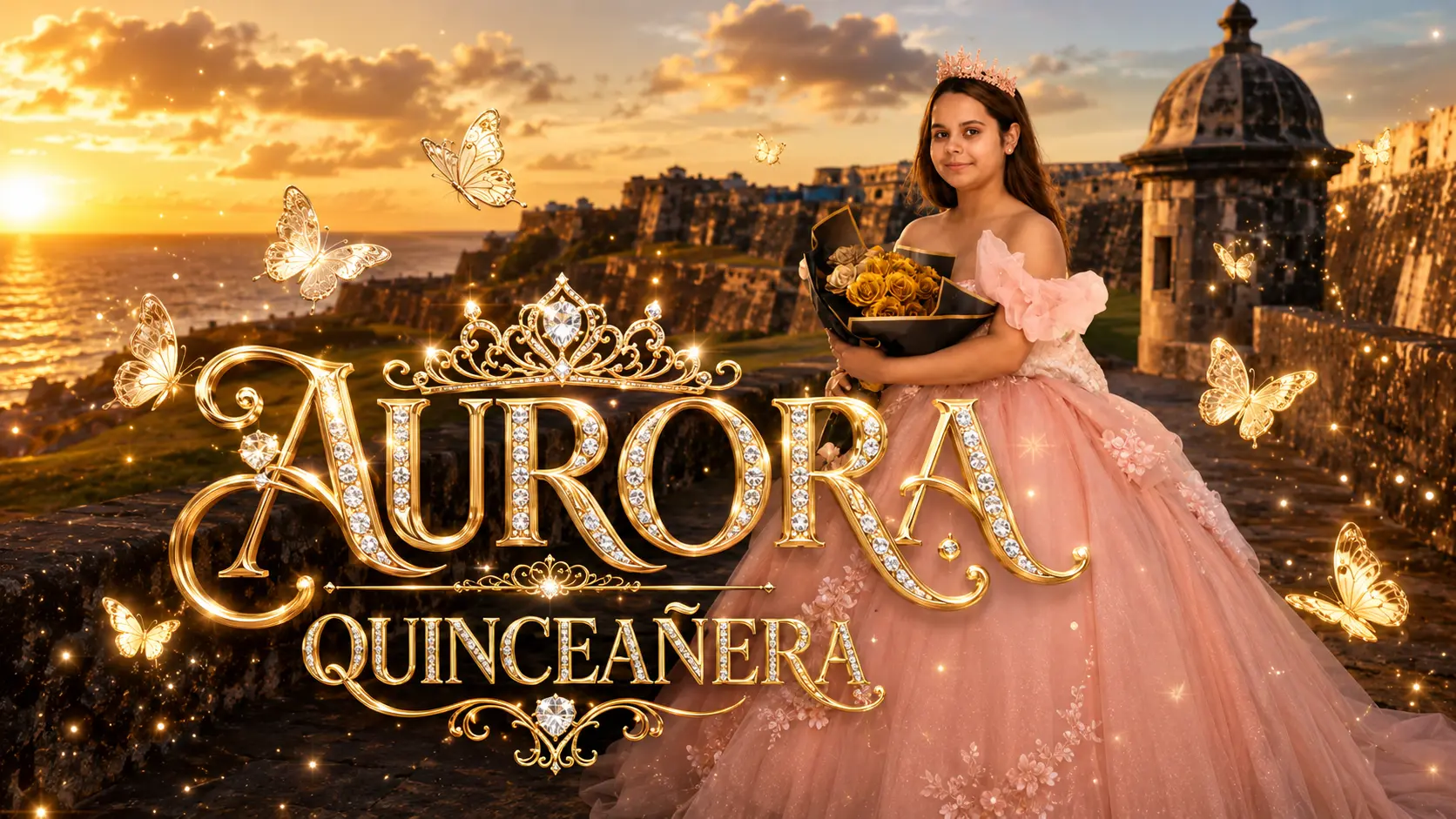 Visual personalizado de Aurora Quinceañera creado para una celebración especial