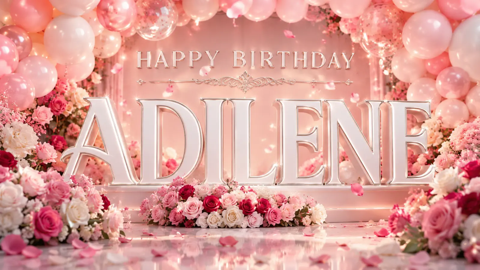 Visual floral de Happy Birthday para Adilene