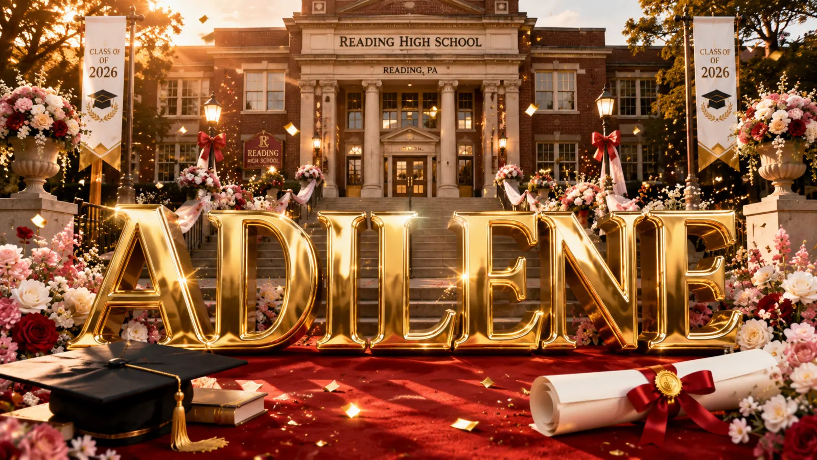 Visual personalizado de graduación para Adilene en Reading High School