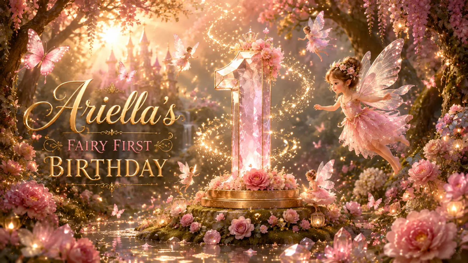 Visual de cumpleaños personalizado Ariella's Fairy First Birthday